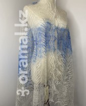 Сине-белый палантин ОренбургШаль